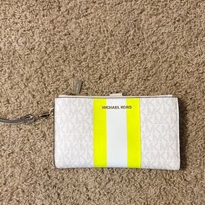 Michael Kors Neon Yellow and White Wristlet